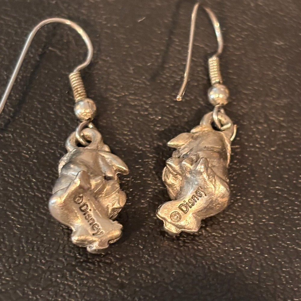 Vintage Disney Eyeore Silver Tone Dangle Earrings Winnie & The Pooh Pierced Ears - Picture 5 of 5